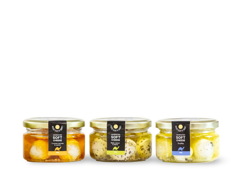 Three jars of camel milk soft cheese